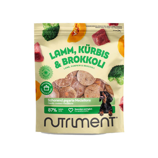 Frischemenü Medaillons Lamm, Kürbis & Brokkoli – 800 g