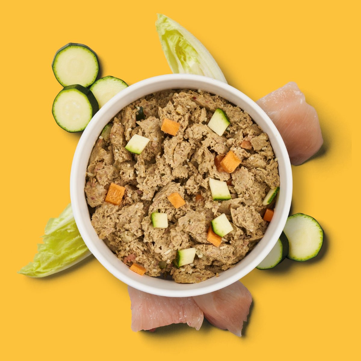 Frischemenü Huhn glutenfreies, schonend gegartes Hundefutter mit Chicorée und Zucchini für sensible Hunde