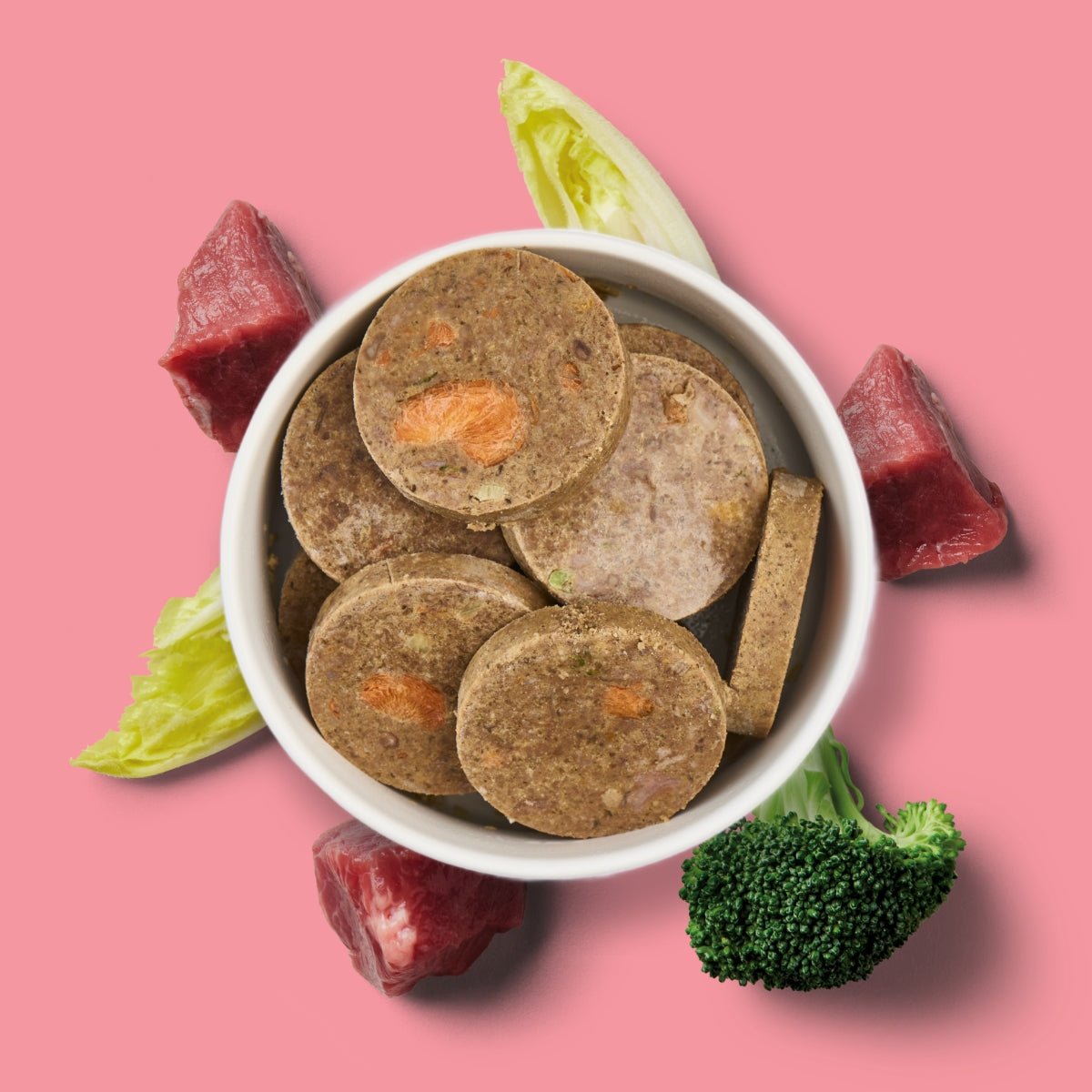 Frischemenü Medaillons Rind Hundefutter mit Chicorée und Brokkoli für empfindliche Hunde