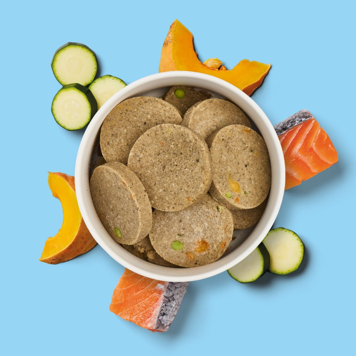 sensitiv Hundefutter Medaillons Lachs Kürbis Zucchini schonend gegart ohne Getreide reich an Omega-3 für empfindliche Hunde