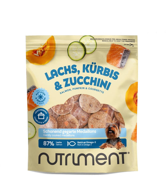 Frischemenü Medaillons Lachs, Kürbis & Zucchini
