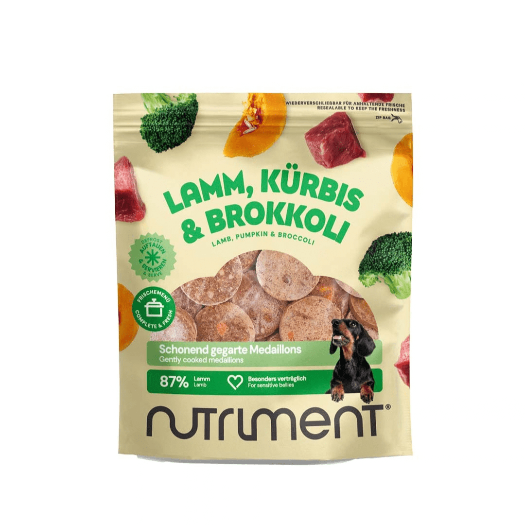 Frischemenü Medaillons Lamm, Kürbis & Brokkoli – 800 g