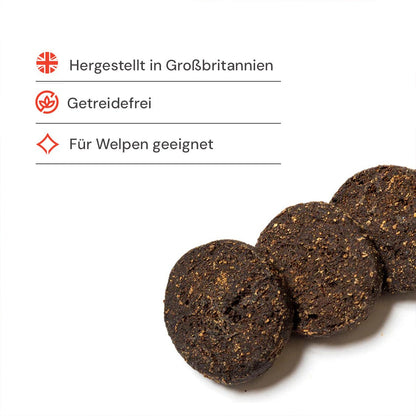 Gourmet-Burger aus Huhn für Hunde, glutenfrei und getreidefrei, proteinreich und fettarm