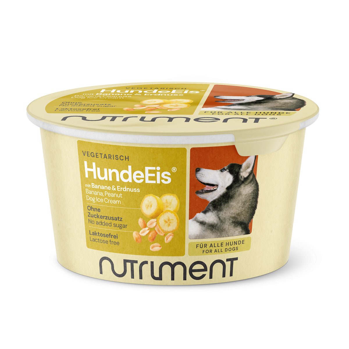 Hundeeis Banane und Erdnuss gesunder Hundesnack zur Erfrischung im Sommer