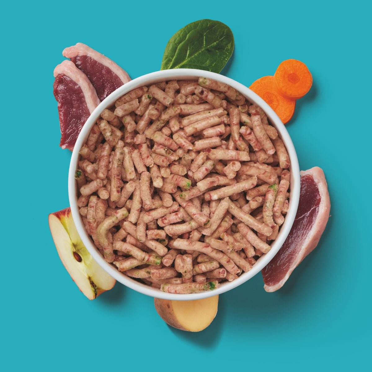 Komfort-BARF Menü Ente mit Chicorée und Spinat – hochwertiges, getreidefreies Hundefutter für artgerechte Rohkosternährung