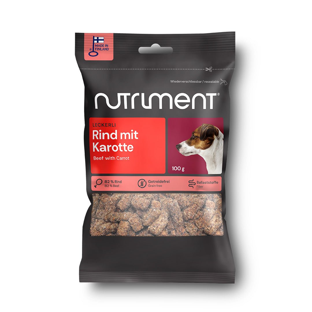 Leckerli Rind mit Karotte für Hunde und Katzen, getreidefreie Snacks, natürliche Belohnungssnacks