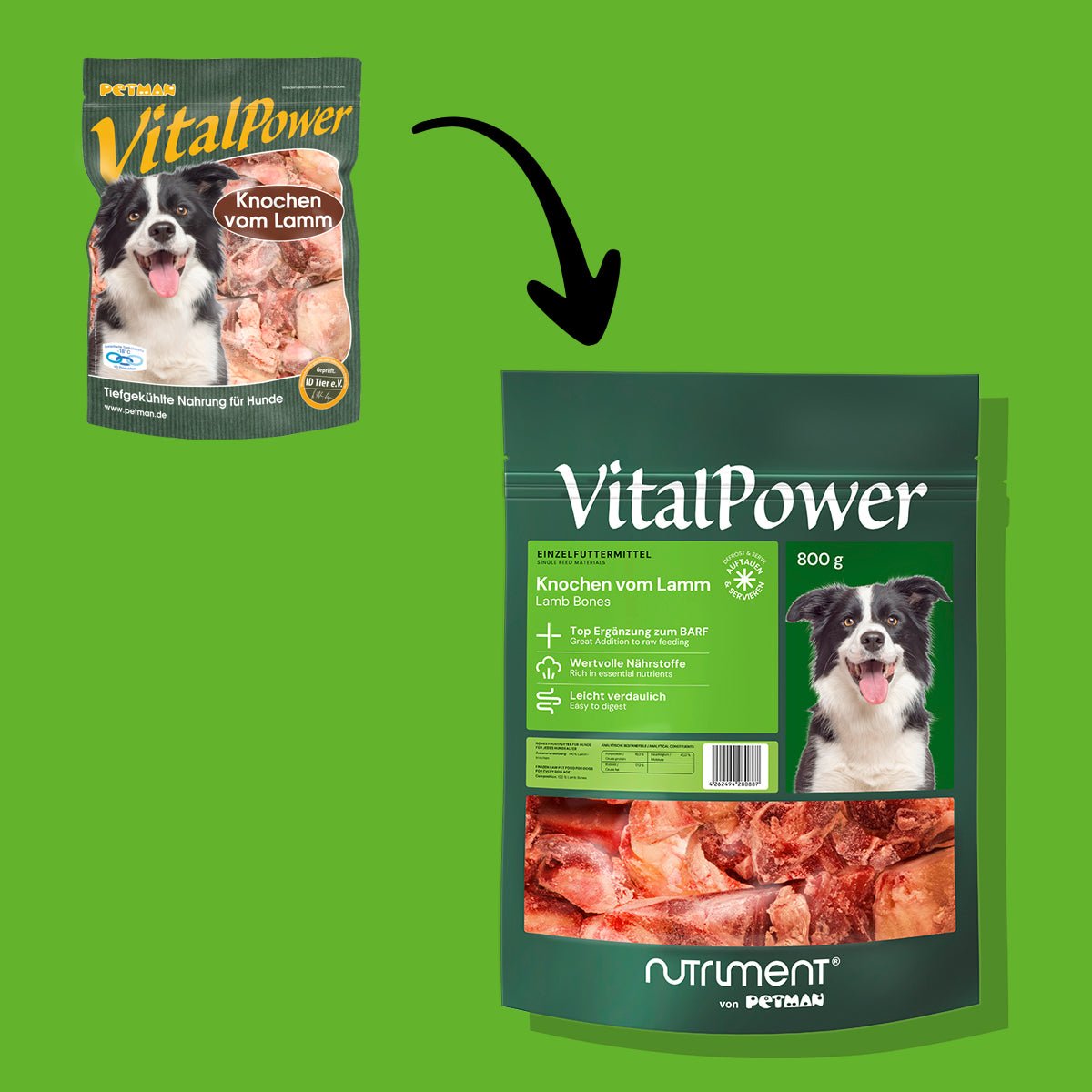 VitalPower Knochen vom Lamm 800 g