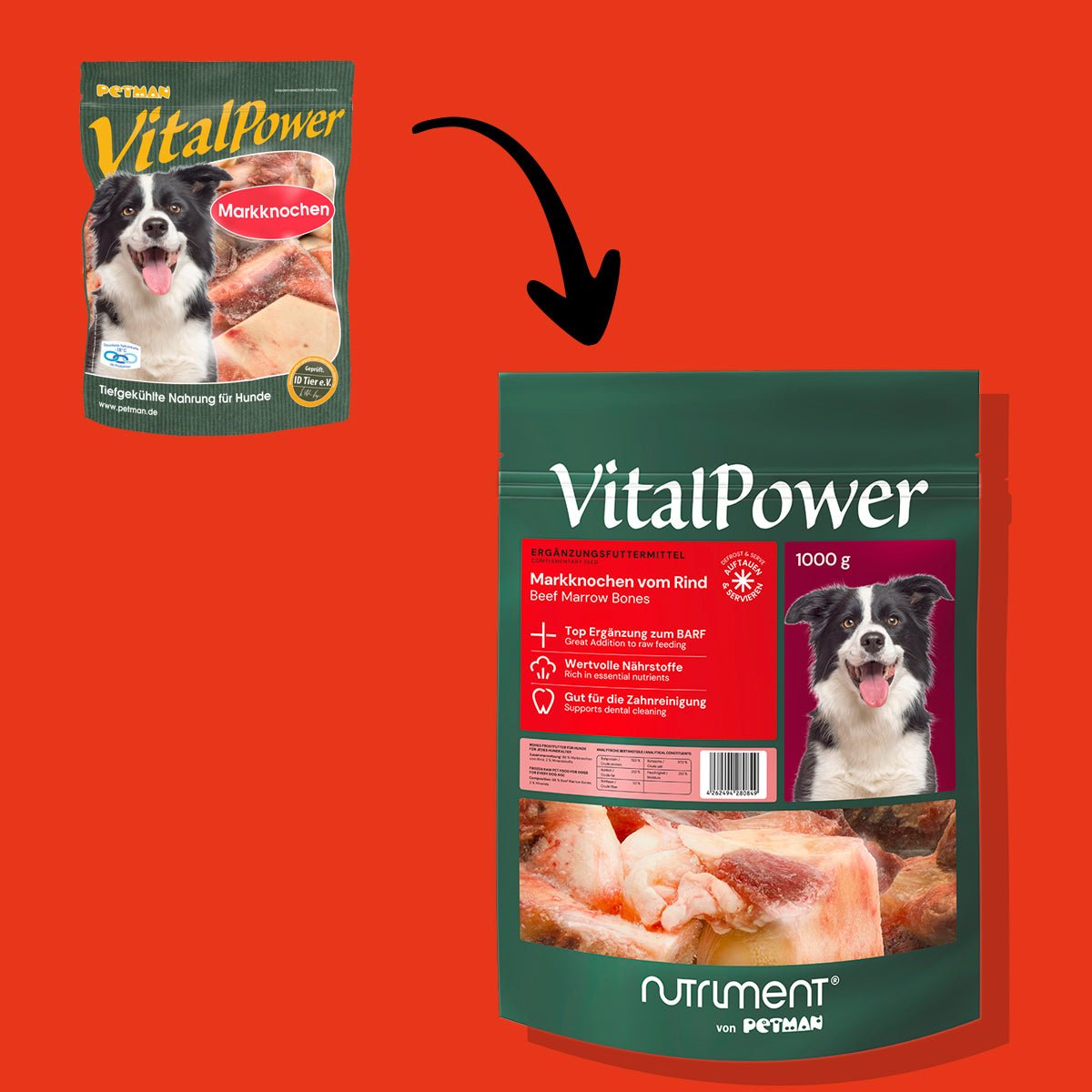 VitalPower Markknochen vom Rind 1000 g